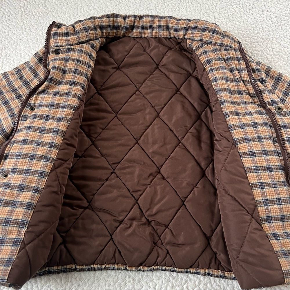 Shein Flannel Quilted Plaid Puffer Cropped  Women's Shacket Jacket Coat Size M - Picture 14 of 16